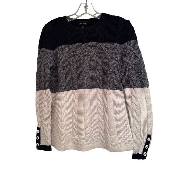 Talbots black, cream block stripe sweater- size xs - Picture 1 of 5